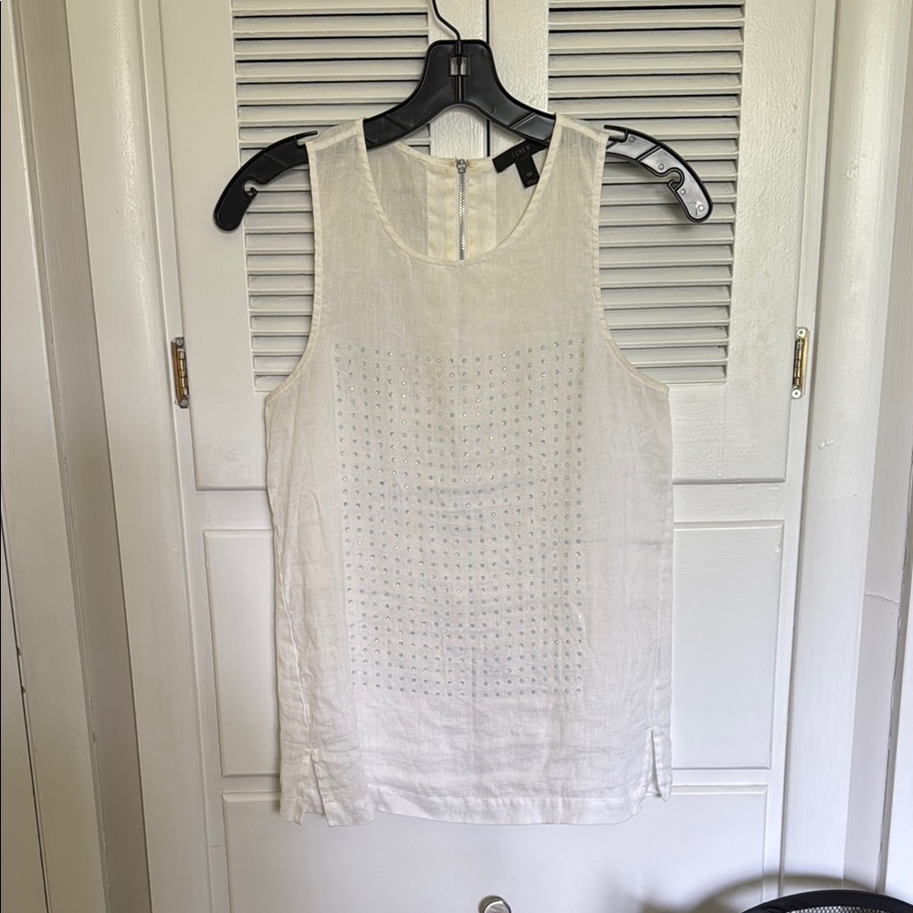 J. Crew White Linen Tank Top